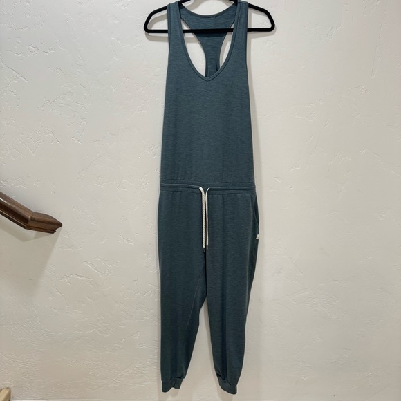 Vuori Lux At Ease Jumpsuit Sleeveless Heather Green Teal Gray Women's Large - Picture 3 of 16